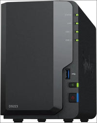 Synology DS223 2-Bay Diskstation NAS (Realtek RTD1619B Quad-Core 2GB Ram 1xRJ-45 1GbE LAN Port) Bundle with 2 x 2TB WD RED Plus HDD WD20EFZX - 68AWUN0