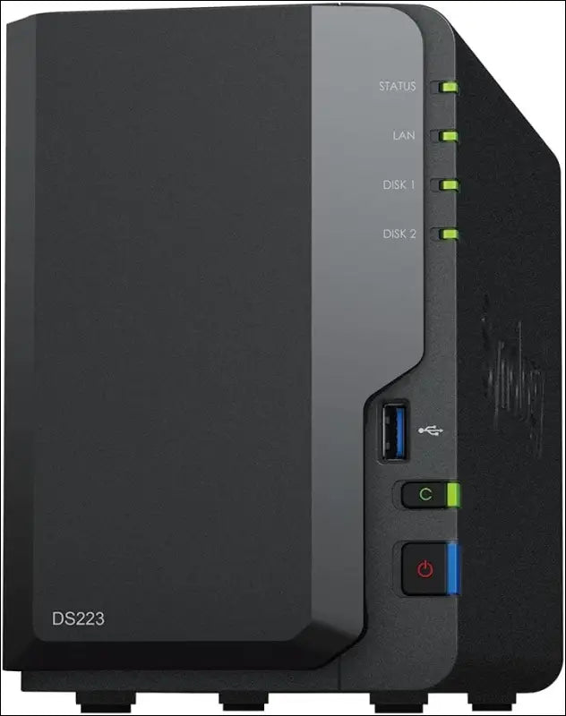 Synology DS223 2-Bay Diskstation NAS (Realtek RTD1619B Quad-Core 2GB Ram 1xRJ-45 1GbE LAN Port) Bundle with 2 x 2TB WD RED Plus HDD WD20EFZX - 68AWUN0