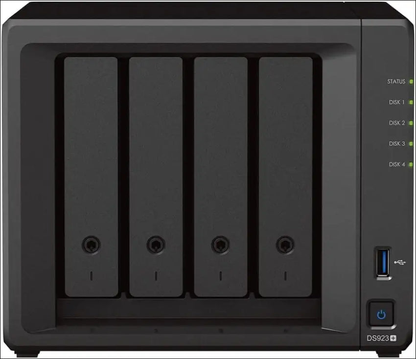 Synology DS923 + 4-Bay Diskstation NAS (AMD Ryzen™ 4 Threads R1600 Dual-Core 4GB Ram 2xRJ-45 1GbE LAN-Port) 16TB Bundle