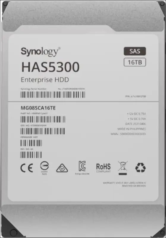 Synology -Enterprise Storage for Synology systems, 3.5" SAS Hard drive, HAS