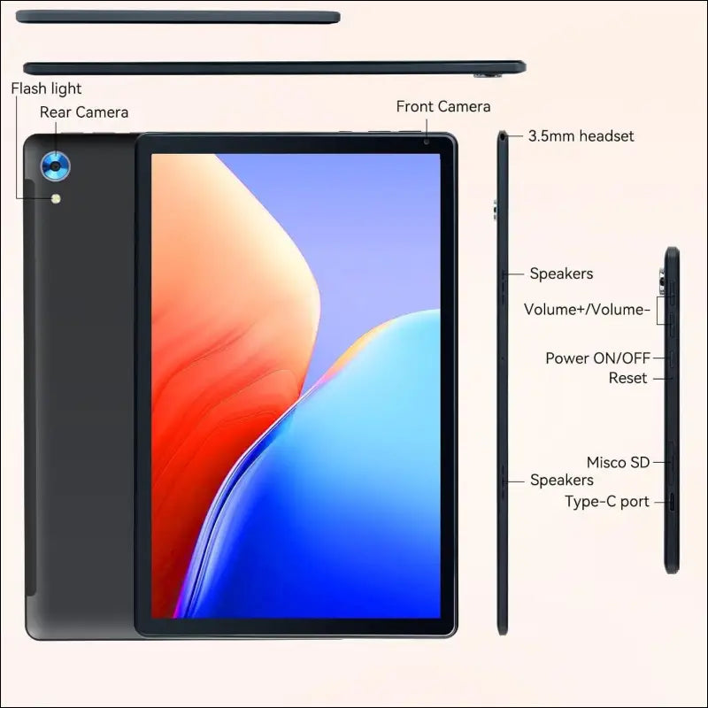 Tablet,10.1" Android Tablet with Octa-core Processor 10GB RAM 128GB ROM HD IPS Touchscreen 8H Battery, Wi-Fi 6, BT 5.0, Dual Camera, Google Tablets 2024