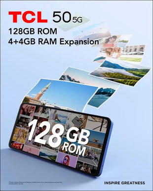 TCL 50 5G 16.8 cm (6.6 inches) SIM Unique Android 14 USB Type-C 4 Go 128 Go 5010 mAh Grey