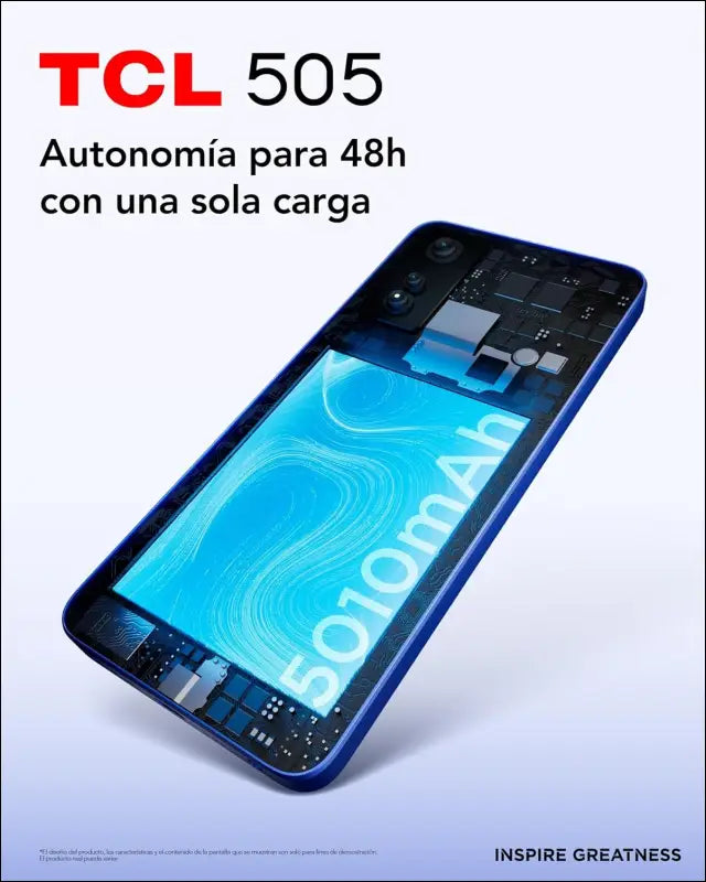 TCL 505 17.1 cm (6.75 inches) Double SIM Android 14 4G USB Type-C 4 Go 128 Go 5010 mAh Blue