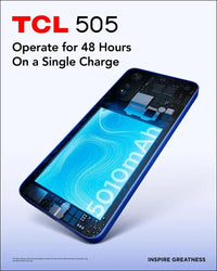 TCL 505-4G Smartphone 6.75 HDplus 90Hz, 128GB, 8GB RAM, 50MP Hybrid Camera, Android 14, 5010mAh Battery, Dual Sim, Ocean Blue, Additional USB Type-C Cable