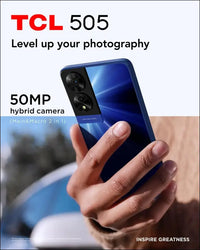 TCL 505-4G Smartphone 6.75 HDplus 90Hz, 128GB, 8GB RAM, 50MP Hybrid Camera, Android 14, 5010mAh Battery, Dual Sim, Ocean Blue, Additional USB Type-C Cable