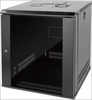 Tecmojo 12RU Wall Mount Network Cabinet, Data Server Rack Enclosure with Lockable Glass Door and Side Panels, 50 kg /110 lbs Max Loading, 450 mm