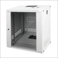 Tecmojo 12RU Wall Mount Network Cabinet Data Server Rack Enclosure with Lockable Glass Door and Side Panels 50 kg /110