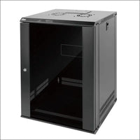 Tecmojo 15U Wall Mount Network Cabinet Data Server Rack Enclosure with Lockable Glass Door and Side Panels 50 kg /110