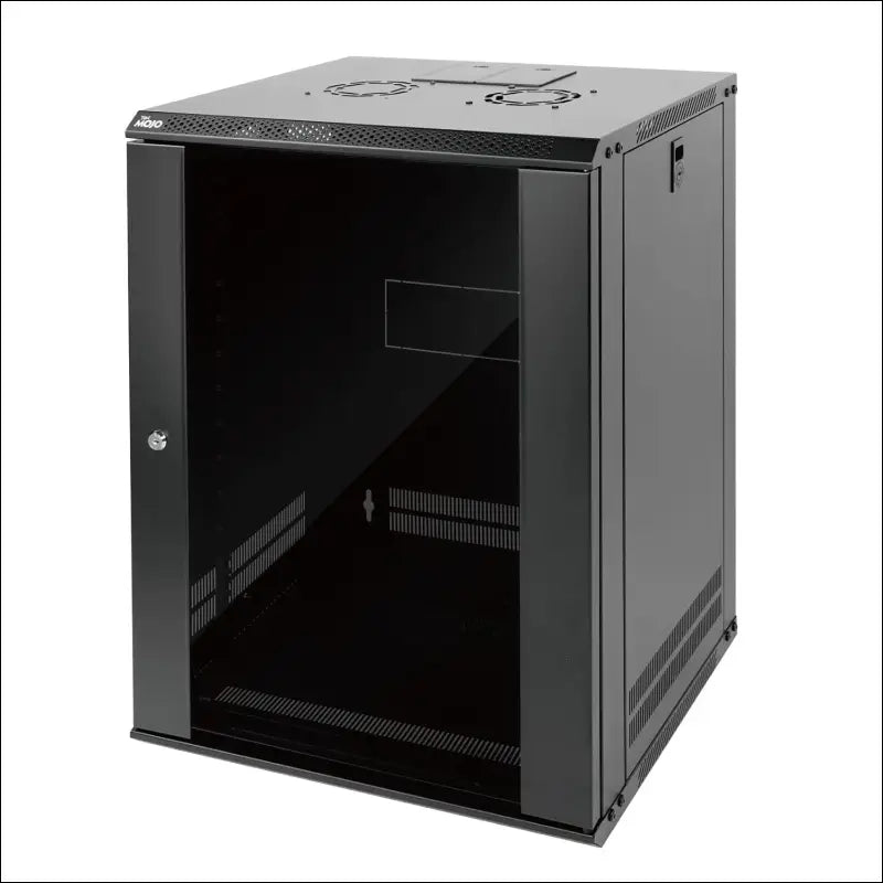 Tecmojo 15U Wall Mount Network Cabinet Data Server Rack Enclosure with Lockable Glass Door and Side Panels 50 kg /110