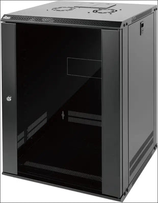Tecmojo 15U Wall Mount Network Cabinet, Data Server Rack Enclosure with Lockable Glass Door and Side Panels, 50 kg /110 lbs Max Loading, 450 mm Deep,