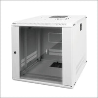 Tecmojo 9RU Wall Mount Network Cabinet Data Server Rack Enclosure with Lockable Glass Door and Side Panels 50 kg /110