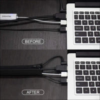 Teskyer 4 Pack Cable Management Sleeves, Cord Organizer Sleeve with Zipper, Wire Wrap Covers, Cable Organizer Sleeves for TV, Computer, Office, 15" Per Sleeve