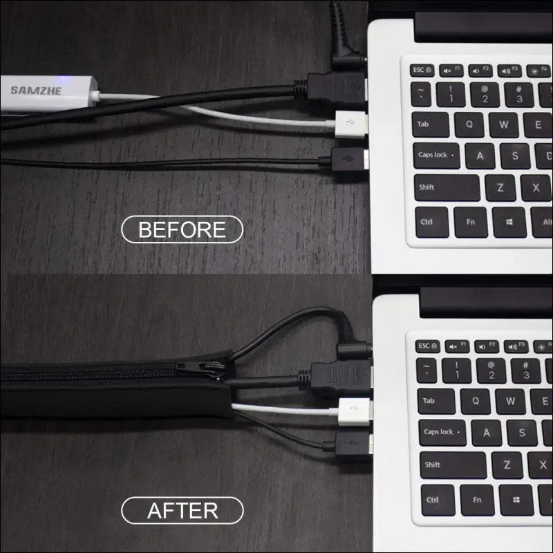 Teskyer 4 Pack Cable Management Sleeves, Cord Organizer Sleeve with Zipper, Wire Wrap Covers, Cable Organizer Sleeves for TV, Computer, Office, 15" Per Sleeve