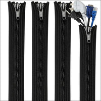 Teskyer 4 Pack Cable Management Sleeves, Cord Organizer Sleeve with Zipper, Wire Wrap Covers, Cable Organizer Sleeves for TV, Computer, Office, 15" Per Sleeve