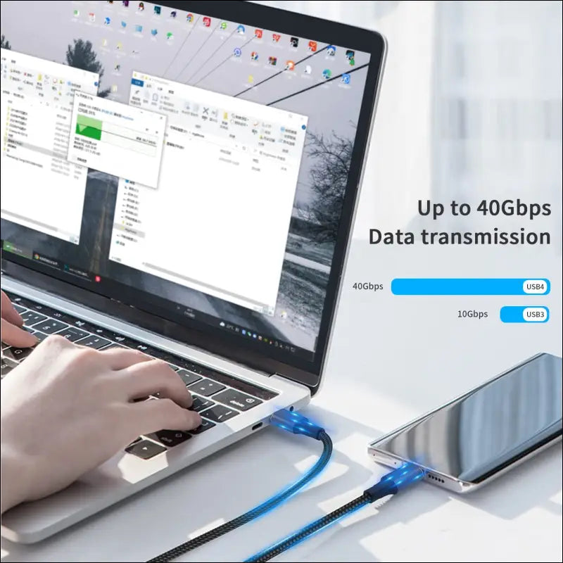 Thunderbolt 3 Cable 1Ft/50Cm, 40Gbps USB4 Cable Support 100W PD Fast Charging 8K@60Hz Video Compatible with Thunderbolt 4 and USB Type C for Macbook Pro Air,Hub,Docking and More(Nylon Braided)