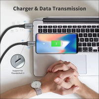 Thunderbolt 3 Cable 1Ft/50Cm, 40Gbps USB4 Cable Support 100W PD Fast Charging 8K@60Hz Video Compatible with Thunderbolt 4 and USB Type C for Macbook Pro Air,Hub,Docking and More(Nylon Braided)