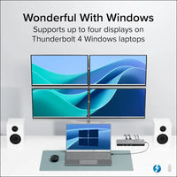Thunderbolt 4 Dock for Quad Monitors 100W, Thunderbolt Docking Station Connects up to Four 4K Monitors for Windows and Mac Laptops, 2x HDMI, 4x Thunderbolt 4/USB C, Driver Required TBT-6950PD
