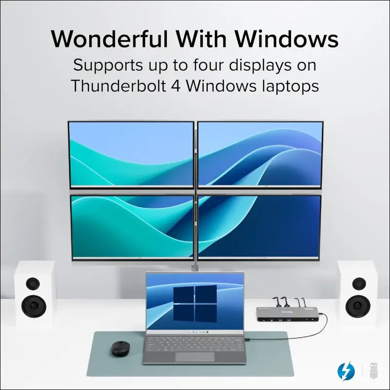 Thunderbolt 4 Dock for Quad Monitors 100W, Thunderbolt Docking Station Connects up to Four 4K Monitors for Windows and Mac Laptops, 2x HDMI, 4x Thunderbolt 4/USB C, Driver Required TBT-6950PD