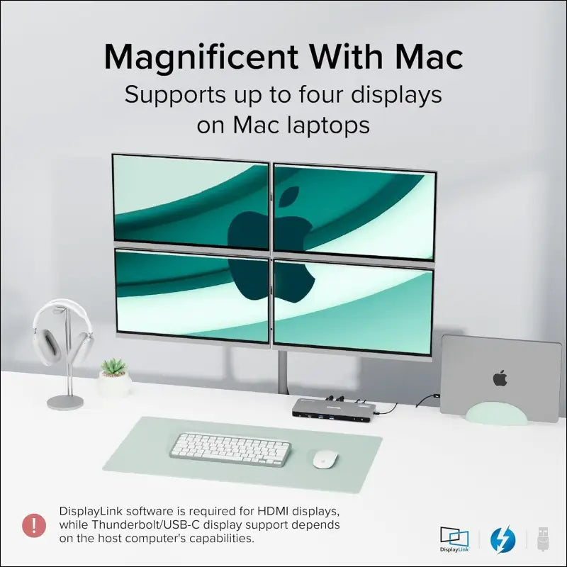 Thunderbolt 4 Dock for Quad Monitors 100W, Thunderbolt Docking Station Connects up to Four 4K Monitors for Windows and Mac Laptops, 2x HDMI, 4x Thunderbolt 4/USB C, Driver Required TBT-6950PD