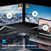 Thunderbolt 4 Dock,  Thunderbolt 4 Hub with Dual 4K@60Hz Display, 100w Power Delivery, USB-A 3.2 Gen 2, for MacBook Pro/Air M1 M2 M3 M4, Thunderbolt 4/3 Laptop