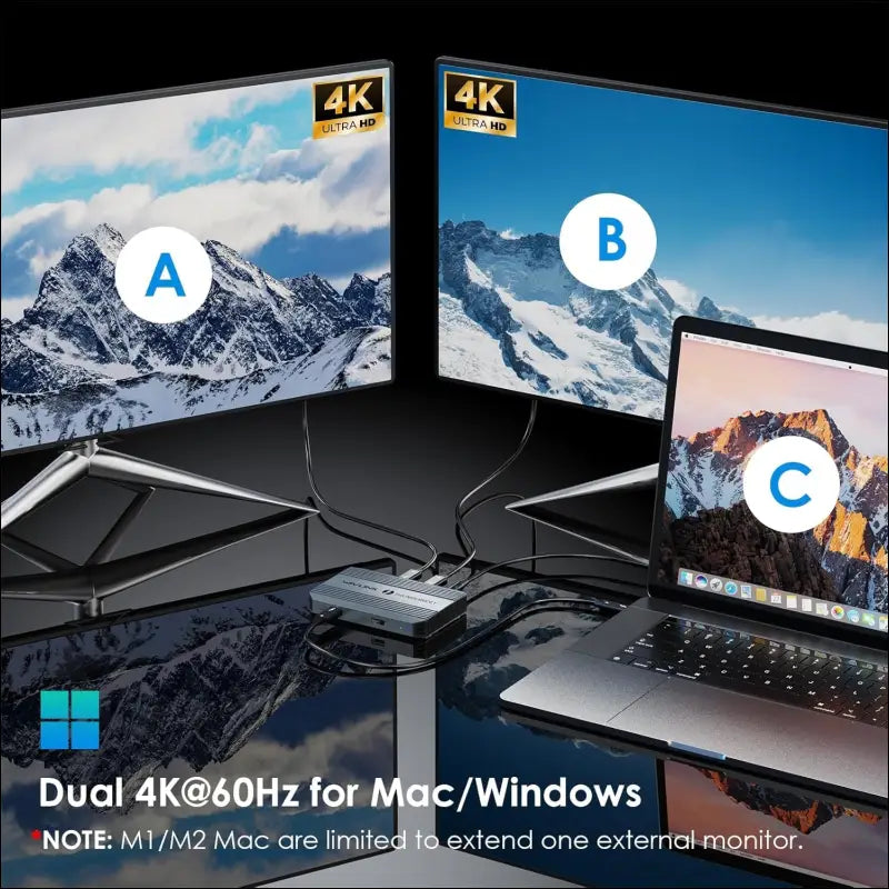 Thunderbolt 4 Dock,  Thunderbolt 4 Hub with Dual 4K@60Hz Display, 100w Power Delivery, USB-A 3.2 Gen 2, for MacBook Pro/Air M1 M2 M3 M4, Thunderbolt 4/3 Laptop