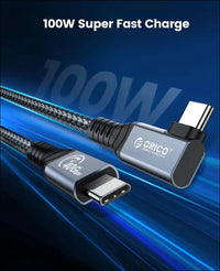 Thunderbolt 4 USB 4 Cable Compatible with Thunderbolt 3 with PD 100W (20V/5A), 40Gb Data Transmission, 8K@60Hz Dual 4K@60Hz for Phones, Tablets and Laptops (0.3M, Right Angle)