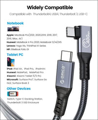 Thunderbolt 4 USB 4 Cable Compatible with Thunderbolt 3 with PD 100W (20V/5A), 40Gb Data Transmission, 8K@60Hz Dual 4K@60Hz for Phones, Tablets and Laptops (0.3M, Right Angle)