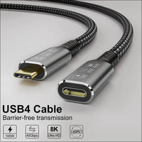 Thunderbolt 4 USB4 8K Cable, 0.8M Male to Female, USB-C Compatible, 40Gbps Data, 100W PD, Macbook Pro, Dell XPS, Egpu