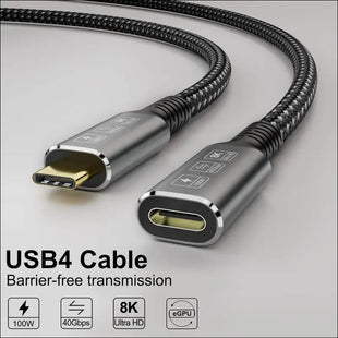 Thunderbolt 4 USB4 8K Cable, 0.8M Male to Female, USB-C Compatible, 40Gbps Data, 100W PD, Macbook Pro, Dell XPS, Egpu
