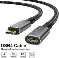Thunderbolt 4 USB4 8K Cable, 0.8M Male to Female, USB-C Compatible, 40Gbps Data, 100W PD, Macbook Pro, Dell XPS, Egpu