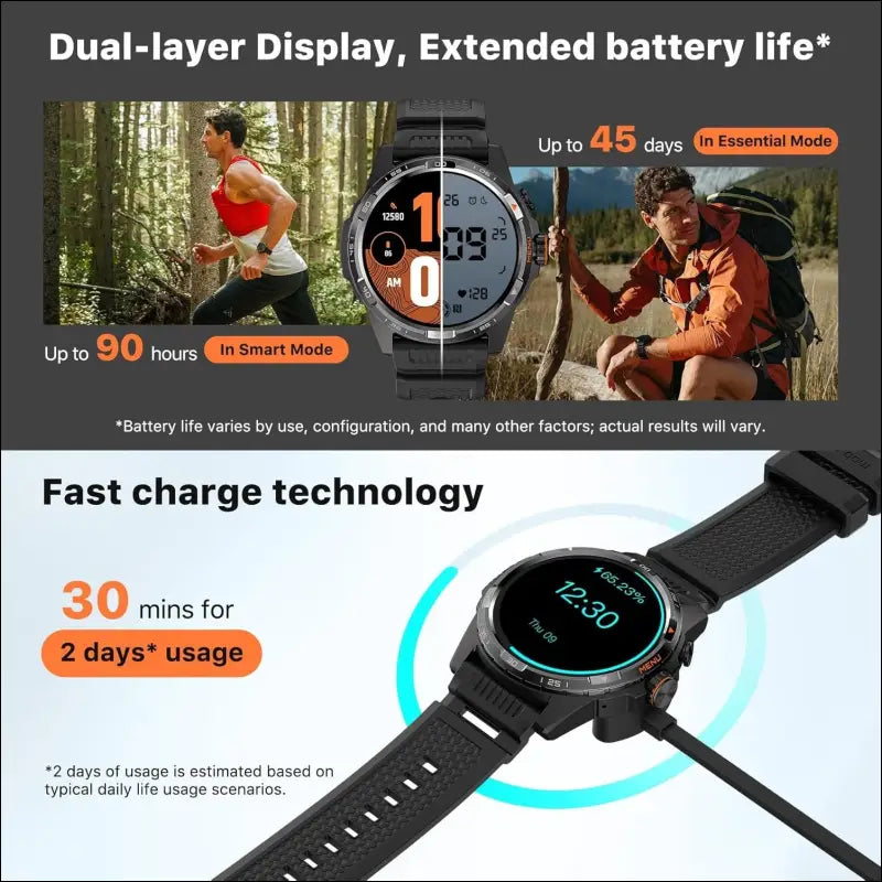 TicWatch Atlas Smartwatch for Men Android Wear OS Smart Watch Outdoor 90 Hrs Battery 110+ Workout Modes Fitness Tracker 5ATM GPS Compass Android Compatible Only