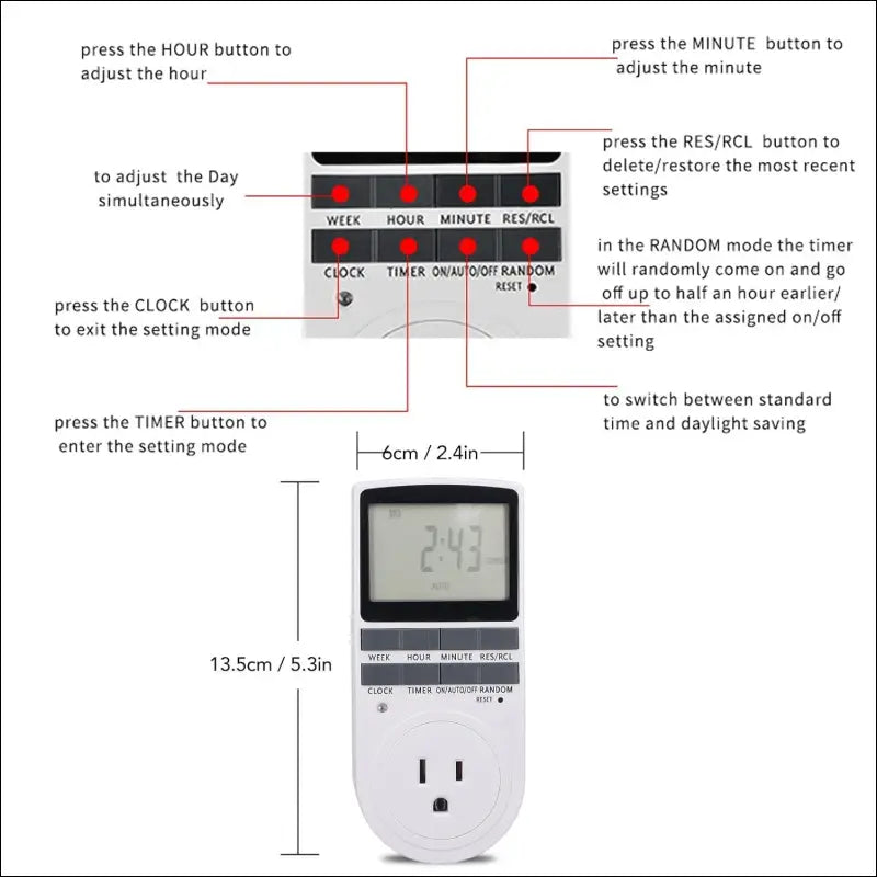 Timer Outlet, Intelligent Programmable Indoor Timed Power Switch, 600mAh Power Timing Automatic Control Outlets with Countdown and Shutdown Modes, Flame Retardant (AU Plug