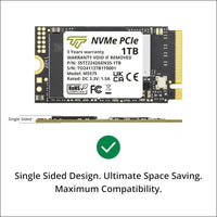 Timetec 1TB M.2 2242 SSD NVMe PCIe Gen3x4 Single Sided Read/Write Speed Up to 2,500/1,700 MB/s Compatible with Lenovo Thinkpad X1 Nano Gen 2 /ThinkPad 11e Yoga Gen 6 /Thinkpad...