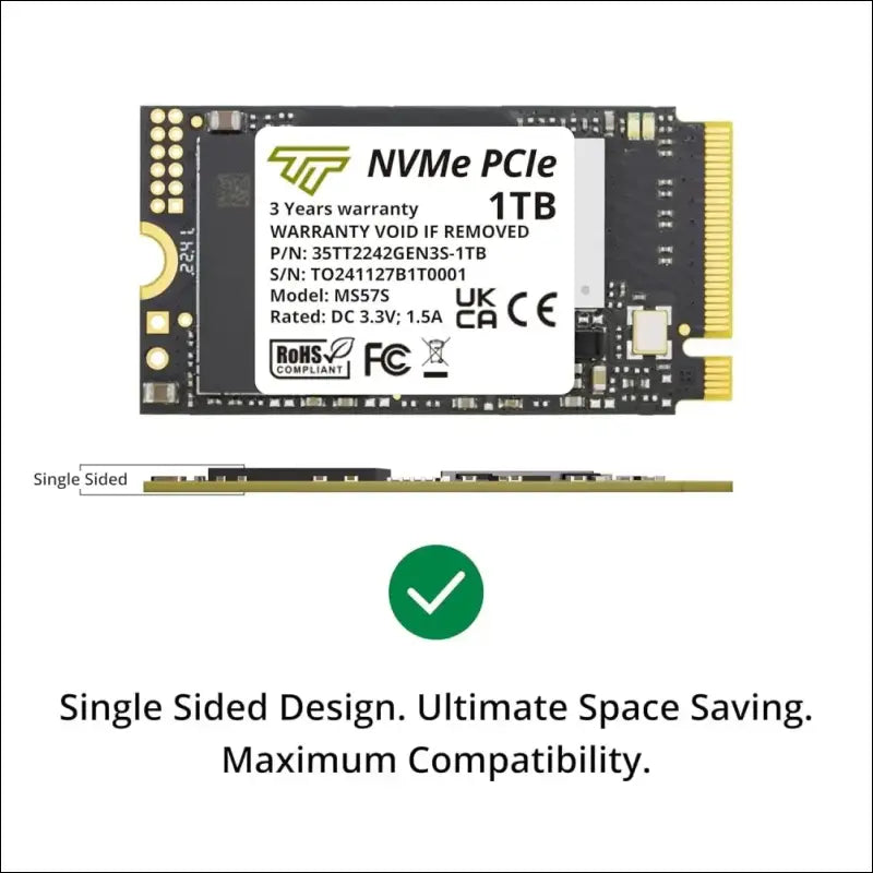 Timetec 1TB M.2 2242 SSD NVMe PCIe Gen3x4 Single Sided Read/Write Speed Up to 2,500/1,700 MB/s Compatible with Lenovo Thinkpad X1 Nano Gen 2 /ThinkPad 11e Yoga Gen 6 /Thinkpad...