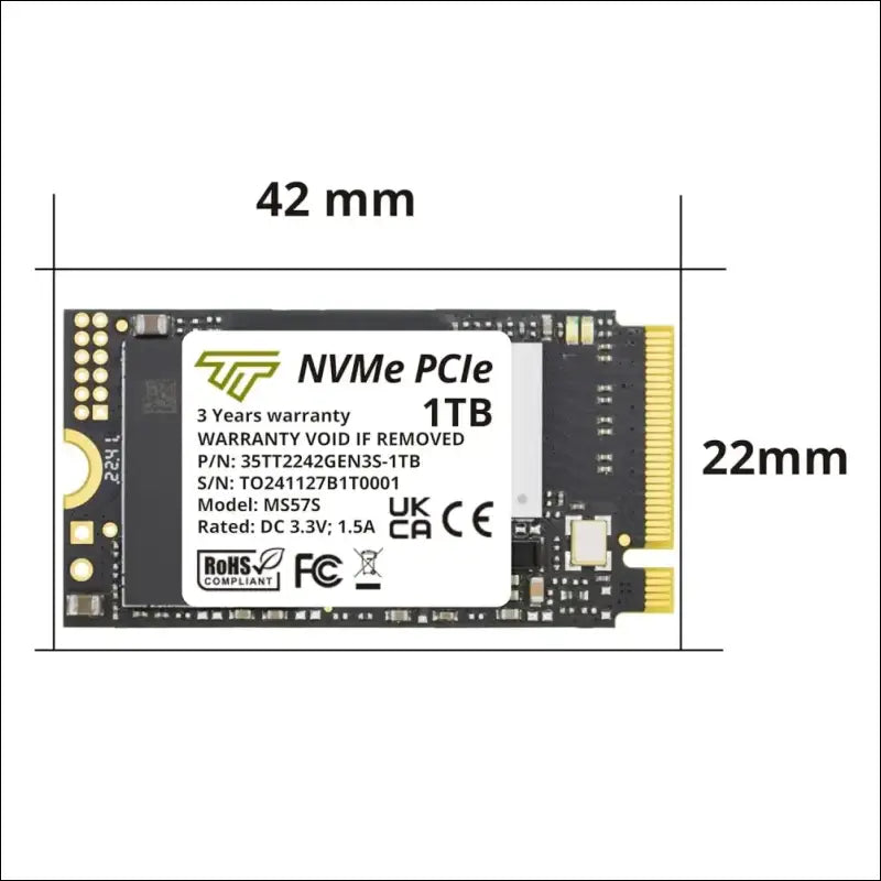 Timetec 1TB M.2 2242 SSD NVMe PCIe Gen3x4 Single Sided Read/Write Speed Up to 2,500/1,700 MB/s Compatible with Lenovo Thinkpad X1 Nano Gen 2 /ThinkPad 11e Yoga Gen 6 /Thinkpad...