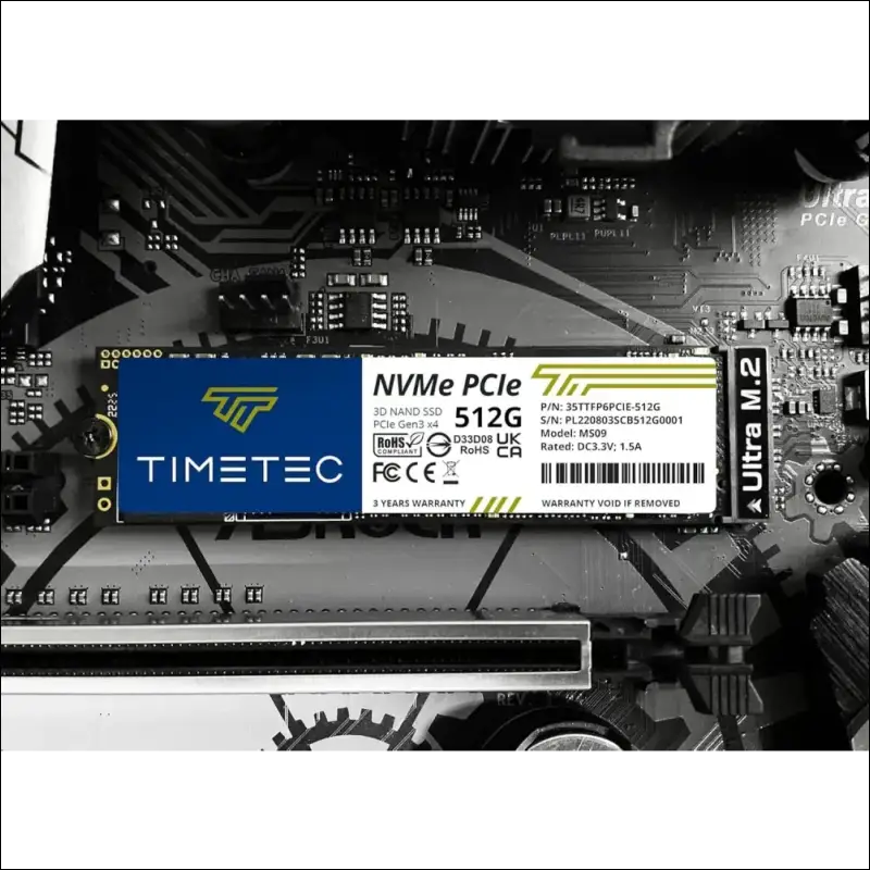 Timetec 512GB SSD NVMe PCIe Gen3x4 8Gb/s M.2 2280 3D NAND TLC 350TBW High Performance SLC Cache Read/Write Speed Up to 2,000/1,600 MB/s Internal Solid State Drive (512GB)