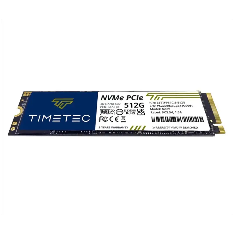 Timetec 512GB SSD NVMe PCIe Gen3x4 8Gb/s M.2 2280 3D NAND TLC 350TBW High Performance SLC Cache Read/Write Speed Up to 2,000/1,600 MB/s Internal Solid State Drive (512GB)
