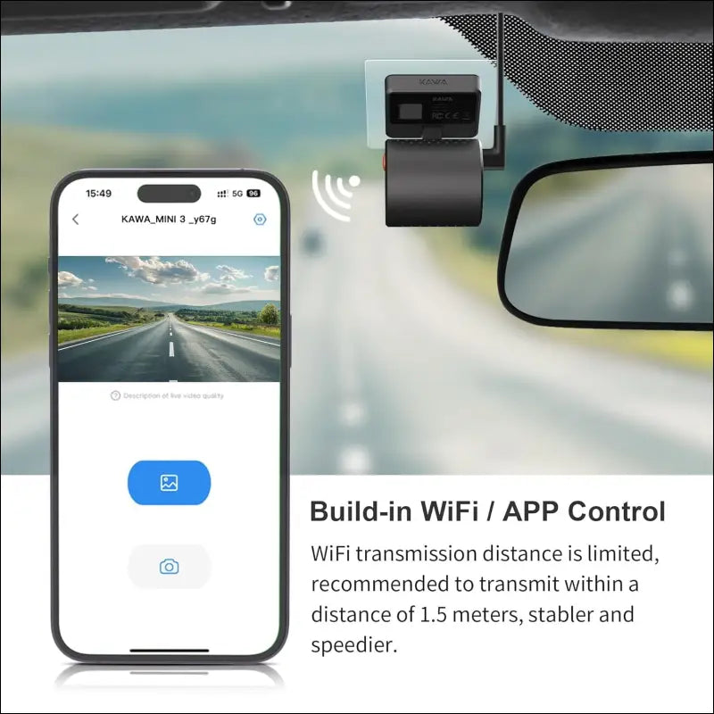 Tiny Dash Cam, KAWA 1296P QHD Mini Car Camera Dash Cam - Super Night Vision WDR / 3D DNR, 24H Parking Monitoring and G-Sensor, 2024 New Dash Cam Camera for Car, MINI 3