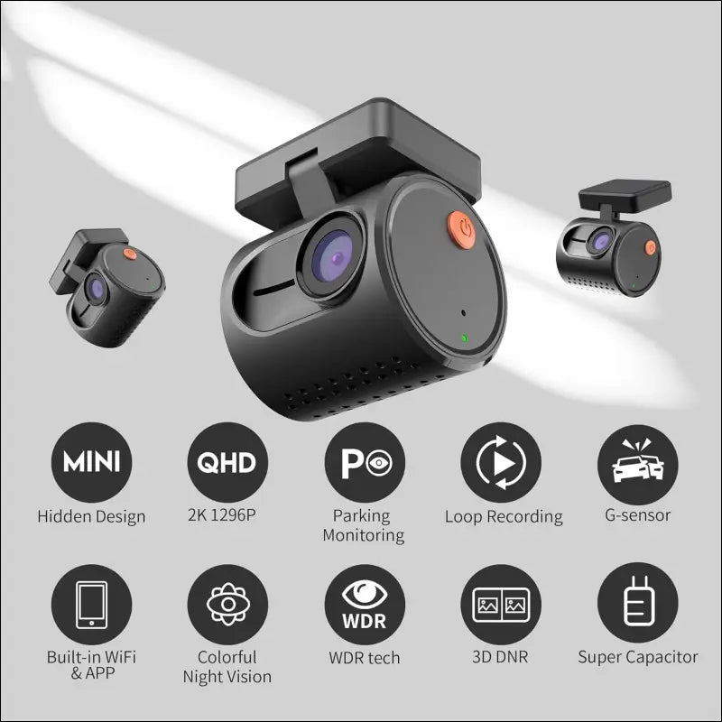Tiny Dash Cam, KAWA 1296P QHD Mini Car Camera Dash Cam - Super Night Vision WDR / 3D DNR, 24H Parking Monitoring and G-Sensor, 2024 New Dash Cam Camera for Car, MINI 3