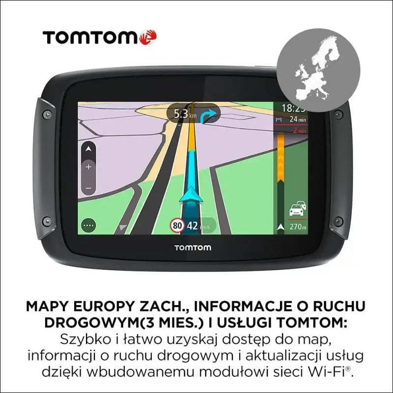 TomTom Motorcycle Sat Nav Rider 50, 4.3 Inch with Motorcycle Specific Winding and Hilly Roads, Updates via Wi-Fi, Compatible with Siri and Google Now, 3 Months Traffic and Speed...