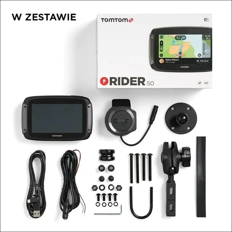 TomTom Motorcycle Sat Nav Rider 50, 4.3 Inch with Motorcycle Specific Winding and Hilly Roads, Updates via Wi-Fi, Compatible with Siri and Google Now, 3 Months Traffic and Speed...