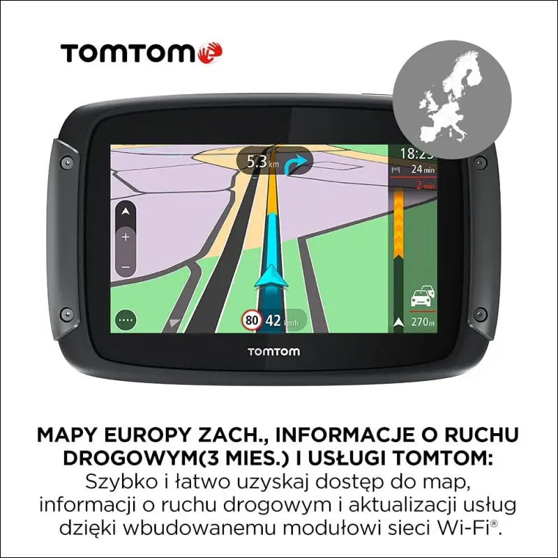 TomTom Motorcycle Sat Nav Rider 50, 4.3 Inch with Motorcycle Specific Winding and Hilly Roads, Updates via Wi-Fi, Compatible with Siri and Google Now, 3 Months Traffic and Speed...