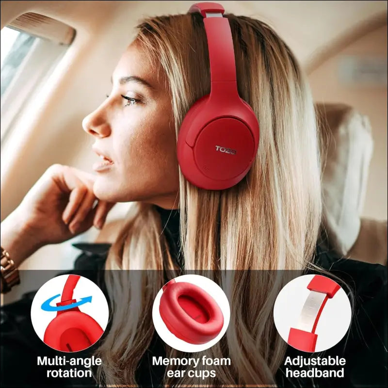 TOZO HT2 Hybrid Active Noise Cancelling Wireless Headphones, 60H Playtime Lossless Audio Over Ear Bluetooth Headphones, Hi-Res Audio Deep Bass Foldable Lightweight Headset for...