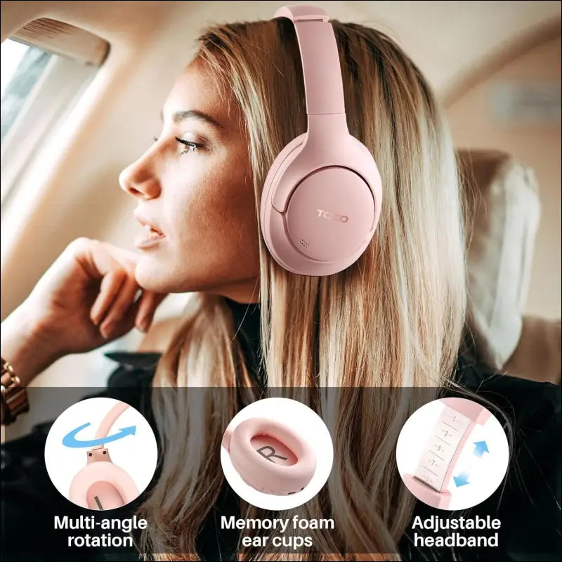 TOZO HT2 Hybrid Active Noise Cancelling Wireless Headphones, 60H Playtime Lossless Audio Over Ear Bluetooth Headphones, Hi-Res Audio Deep Bass Foldable Lightweight Headset for...