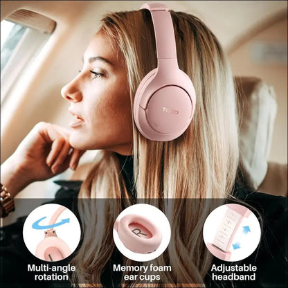 TOZO HT2 Hybrid Active Noise Cancelling Wireless Headphones, 60H Playtime Lossless Audio Over Ear Bluetooth Headphones, Hi-Res Audio Deep Bass Foldable Lightweight Headset for...