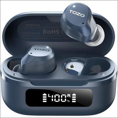 TOZO New Hybrid Active Noise Cancelling Wireless Earbuds, 6 Mics ENC Clear Call, IPX8 Waterproof, in Ear Bluetooth 5.3 Headphones Stereo Bass Heasets 59H Playtime with LED...
