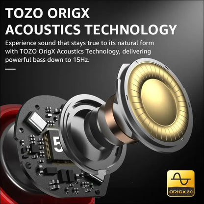 TOZO New Hybrid Active Noise Cancelling Wireless Earbuds, 6 Mics ENC Clear Call, IPX8 Waterproof, in Ear Bluetooth 5.3 Headphones Stereo Bass Heasets 59H Playtime with LED...