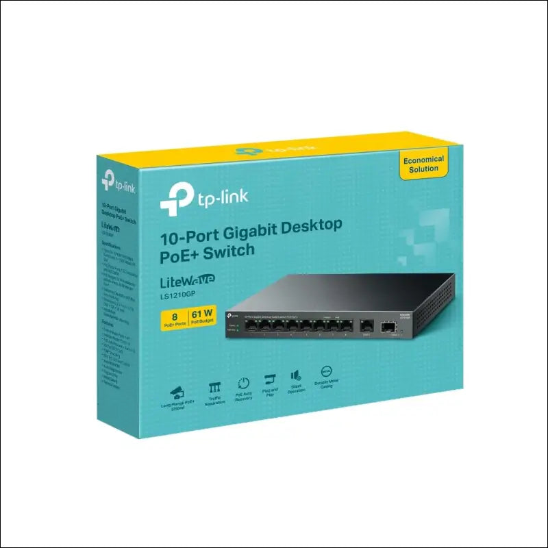 TP-Link 10-Port Gigabit Desktop Ethernet Switch with 8-Port PoE + Support Auto-negotiation 61 W PoE Budget Plug & Play
