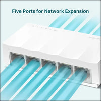 TP-Link 5-Port 10/100Mbps Desktop Unmanaged Ethernet Switch RJ45 ports Auto-MDI/MDIX Energy Power Saving Plastic Casing