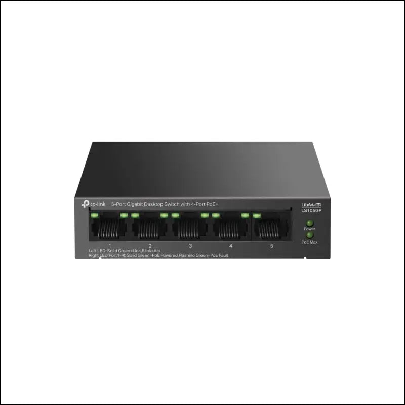 TP-Link 5-Port Gigabit Desktop Ethernet Switch with 4-Port PoE + 65 W PoE Budget PoE Auto Recovery Plug & Play Metal